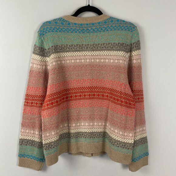 Talbots Cardigan Sweater Size XLP Fair Isle Multicolor Lambswool Mohair - Picture 6 of 10